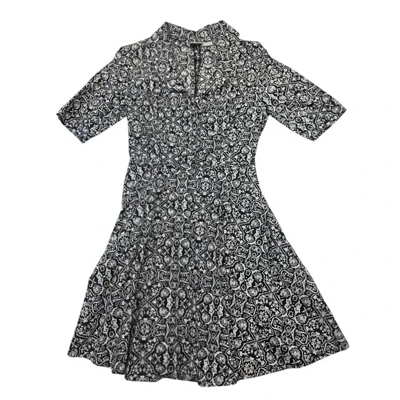 eshakti | Dresses | Eshakti Custom Fit Flare Dress Black White Print Career  Casual | Poshmark